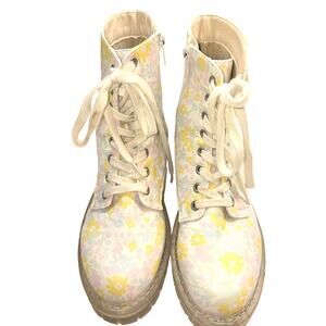 NWOT Sugar 7.5 Kaedy Women's Combat Boots Zipper Floral Tan 7 1/2 New No Tags
